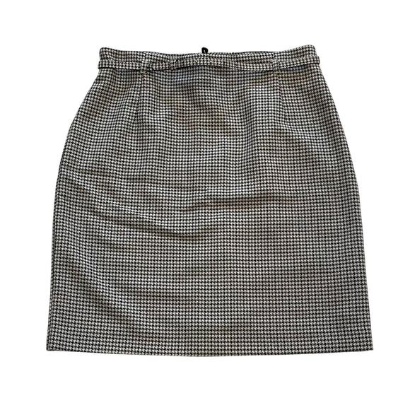 H&M Black, Ivory Houndstooth Belted Pencil Skirt, Lined, US Size 10 - Picture 1 of 12